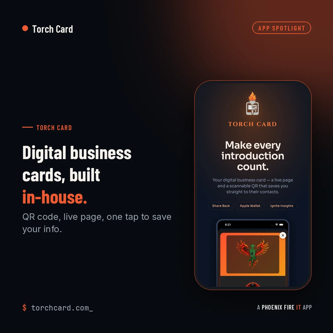 Torch Card app spotlight showing its digital business card experience
